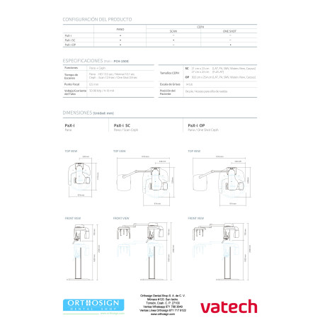 USADO Rayos X Dental Panorámico y Lateral Digital Pax i SC Vatech