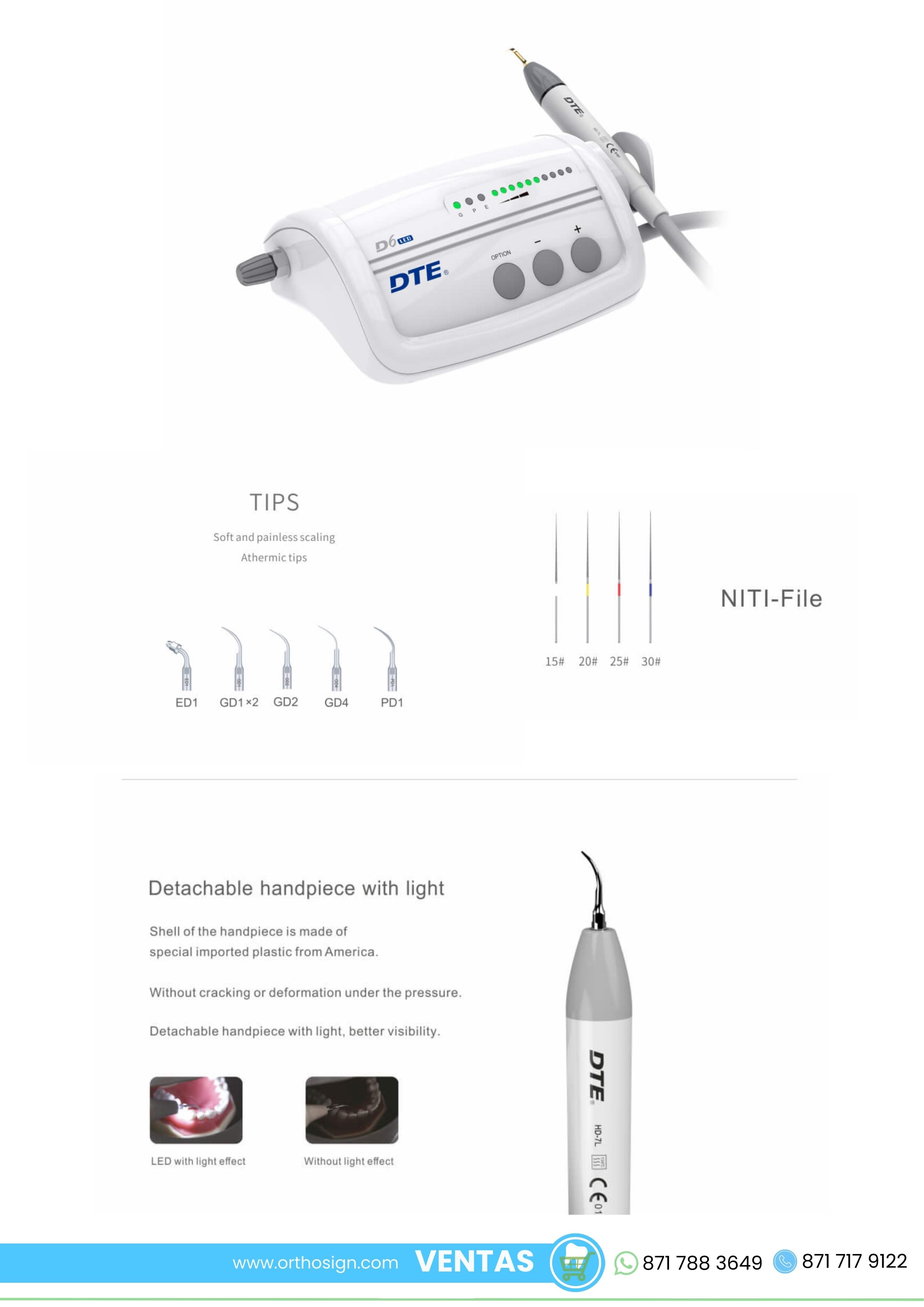 Catálogo Cavitrón Escareador DTE D6 Luz Led Orthosign