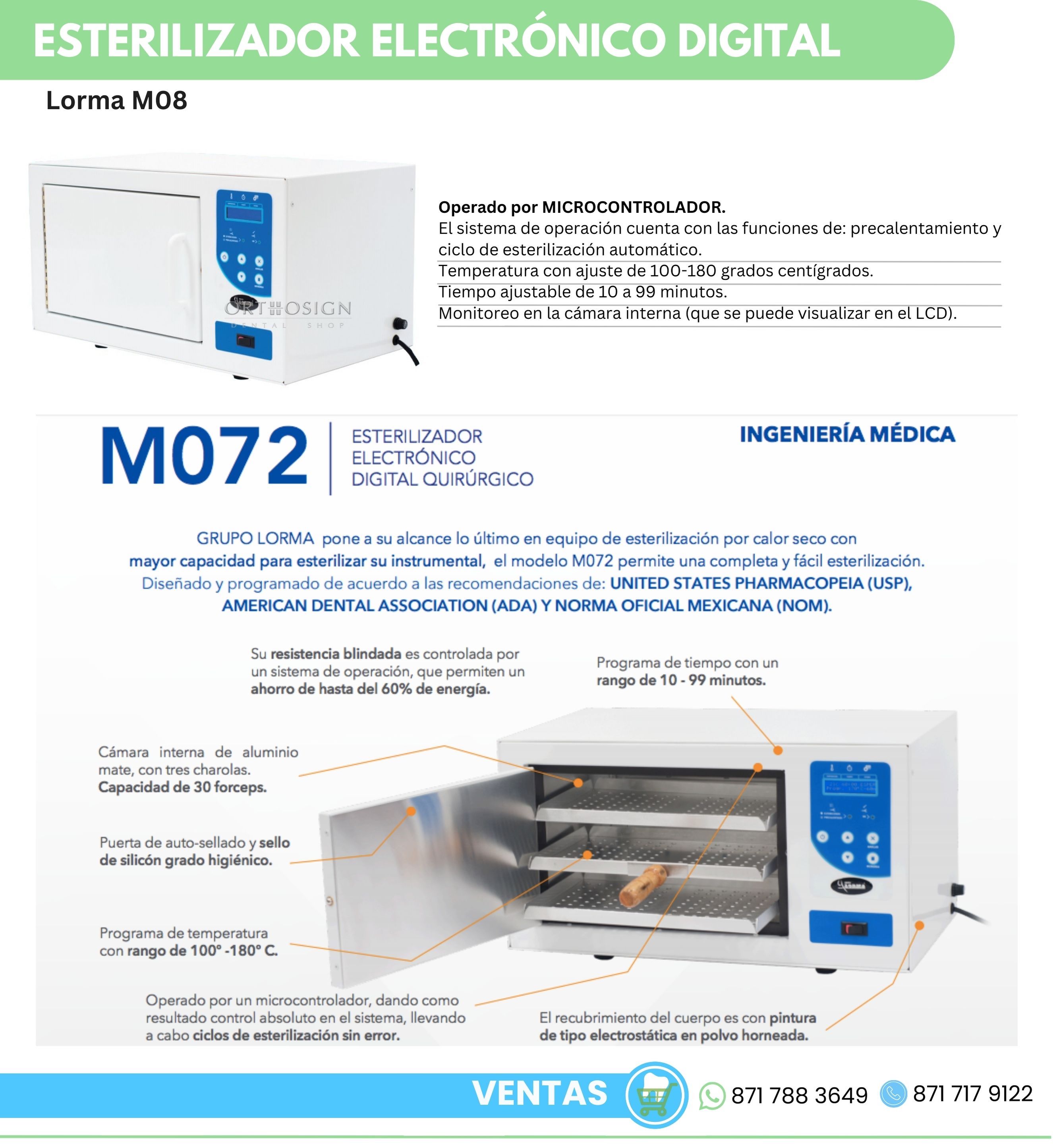 Esterilizador Digital Electrónico Digital Lorma M08 Orthosign