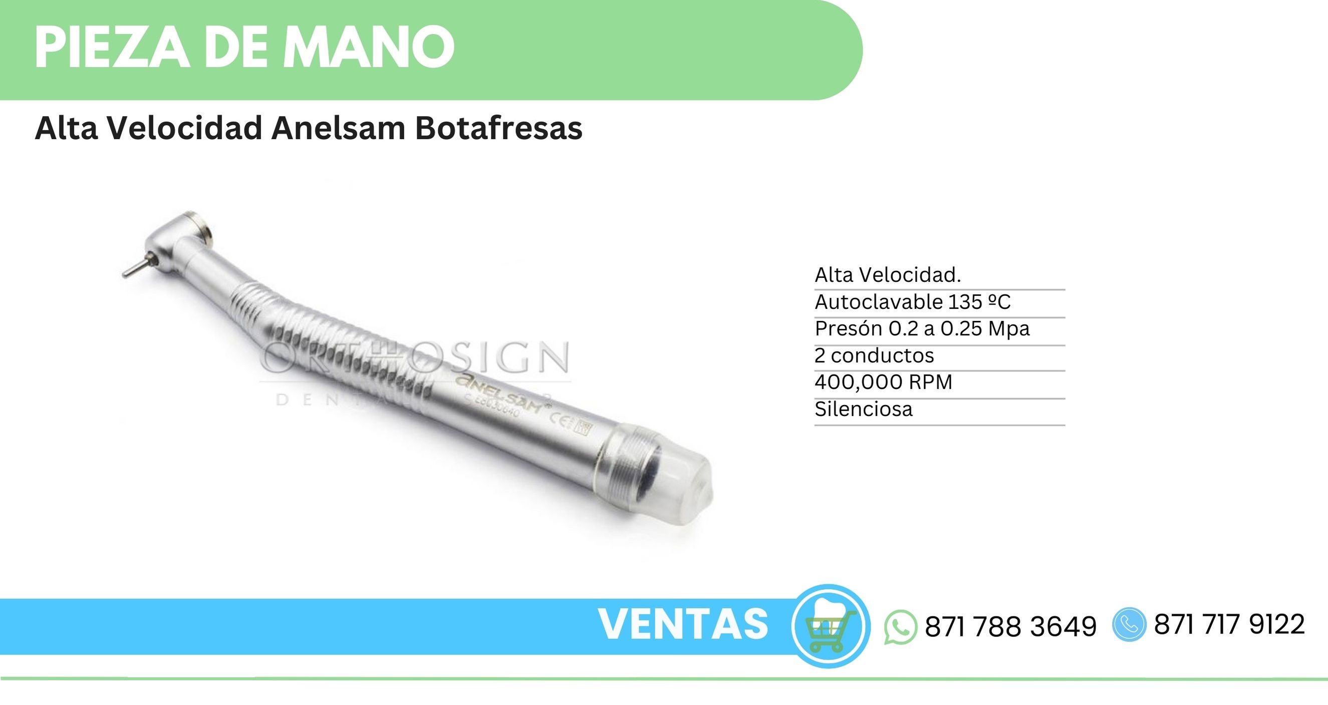 Pieza de Mano Alta Velocidad Anelsam Botafresas Orthosign