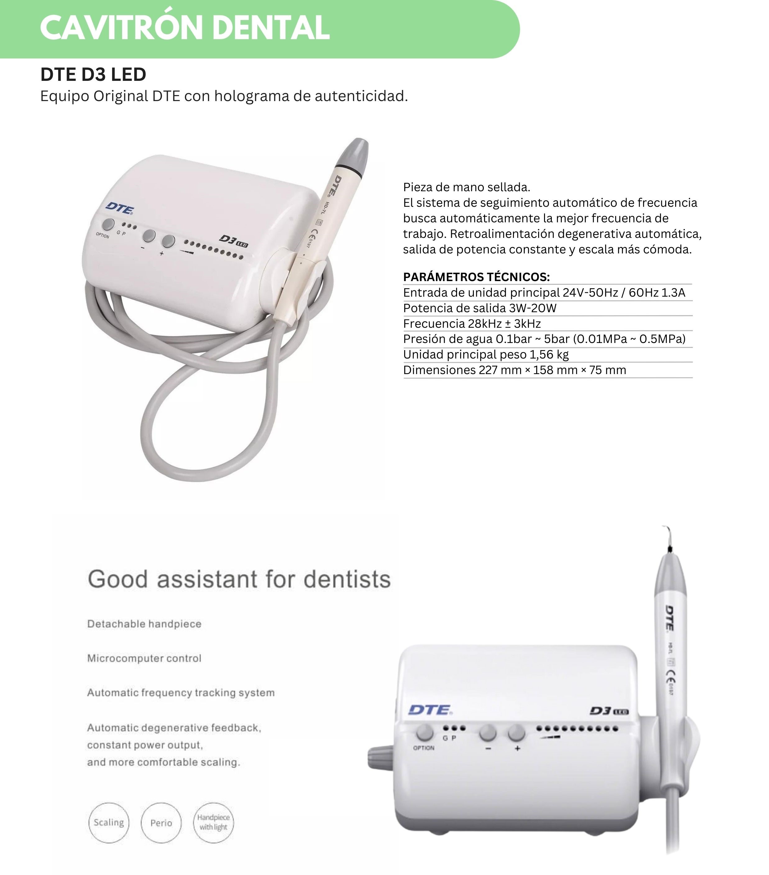 Cavitrón Escareador Dental DTE D3 Luz LED Orthosign