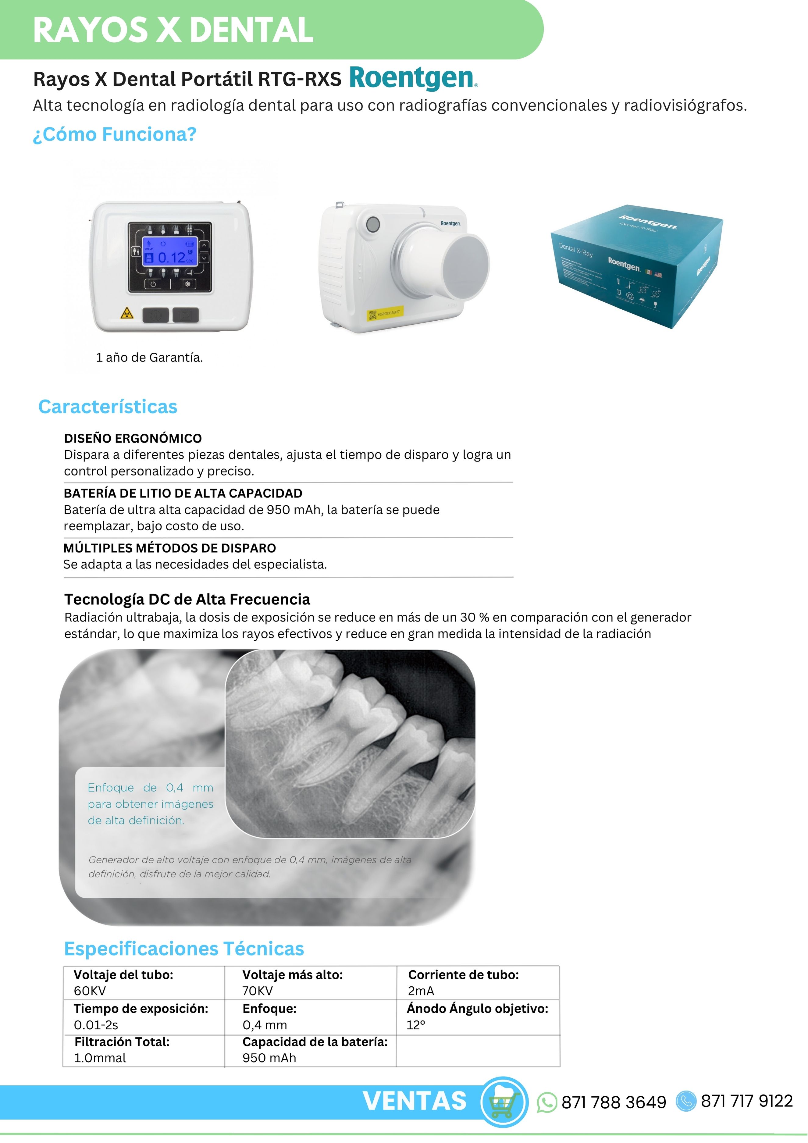 Paquete Rayos X Dental Portátil RXS + Radiovisiógrafo Woodpecker i-Sensor Orthosign