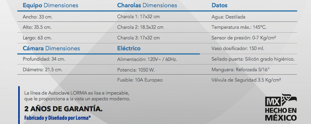Autoclave Lorma 12 Litros dimensiones
