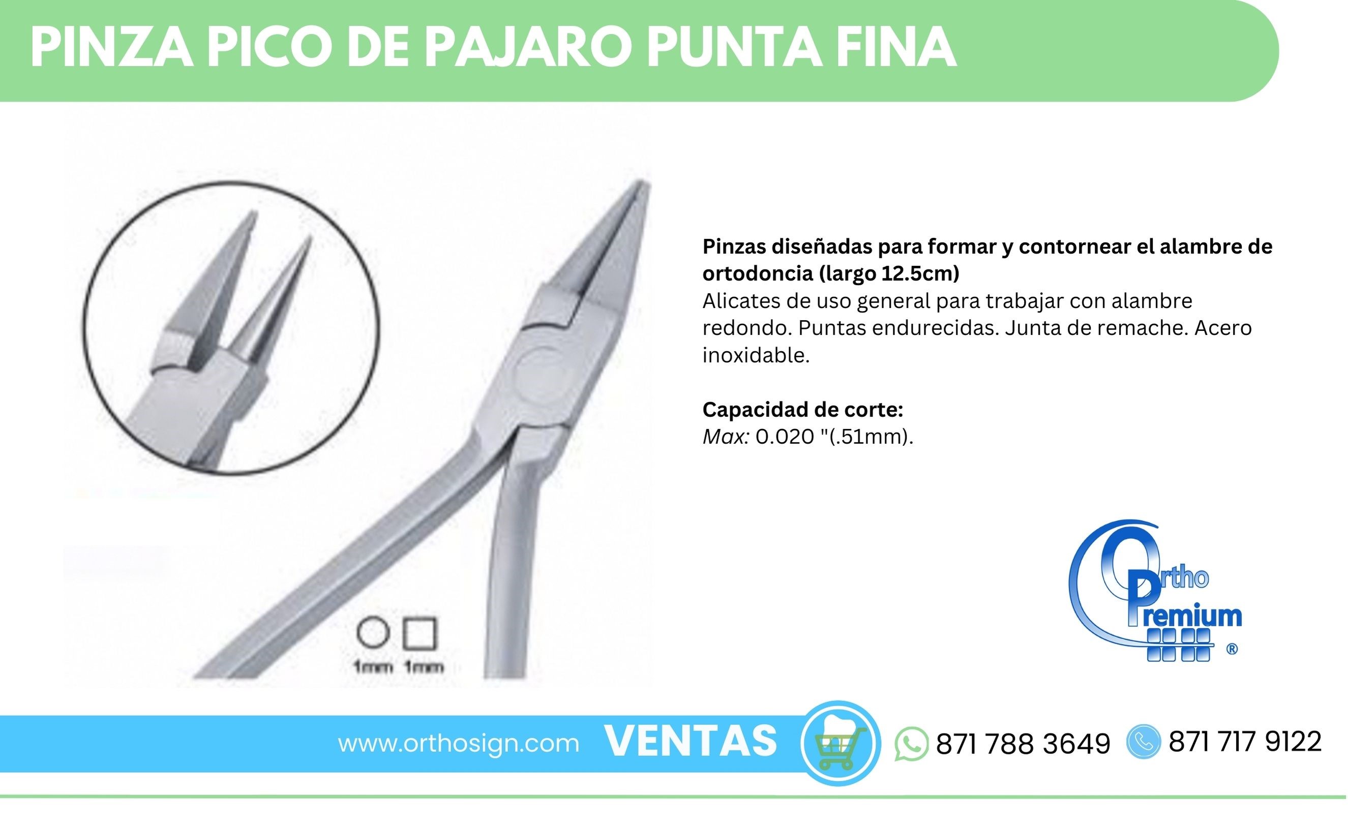 Pinza Pico de Pajaro Punta Fina Ortho Premium