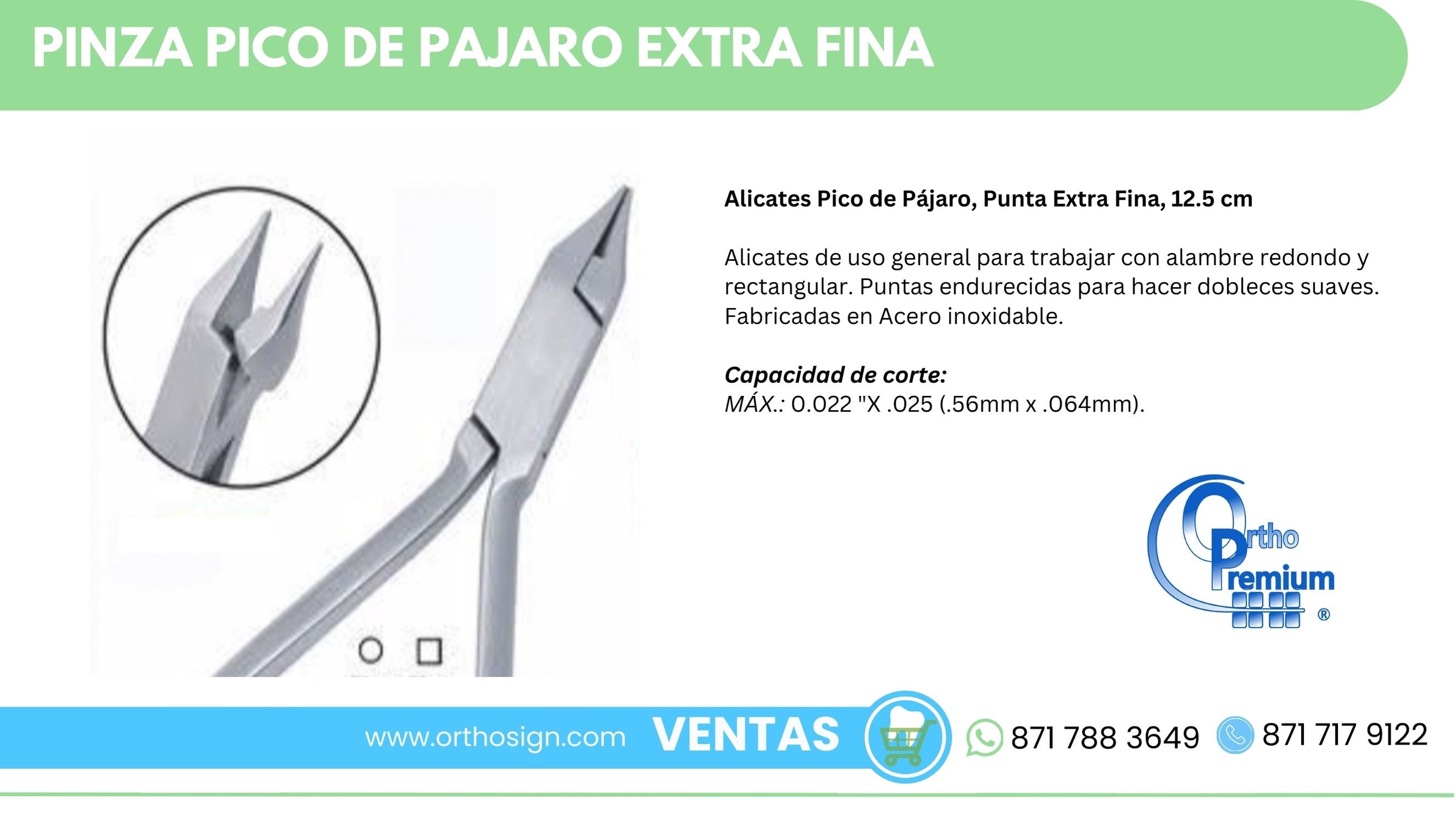 Pinza Pico de Pajaro Punta Extra Fina Ortho Premium