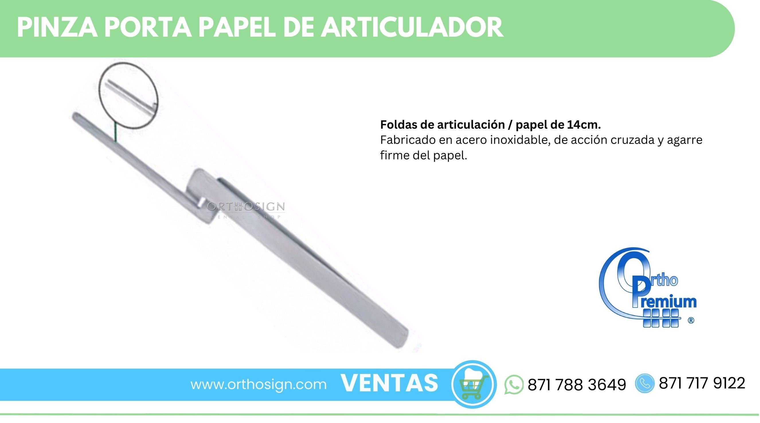 Pinza Porta Papel de Articulador Ortho Premium ORTHOSIGN