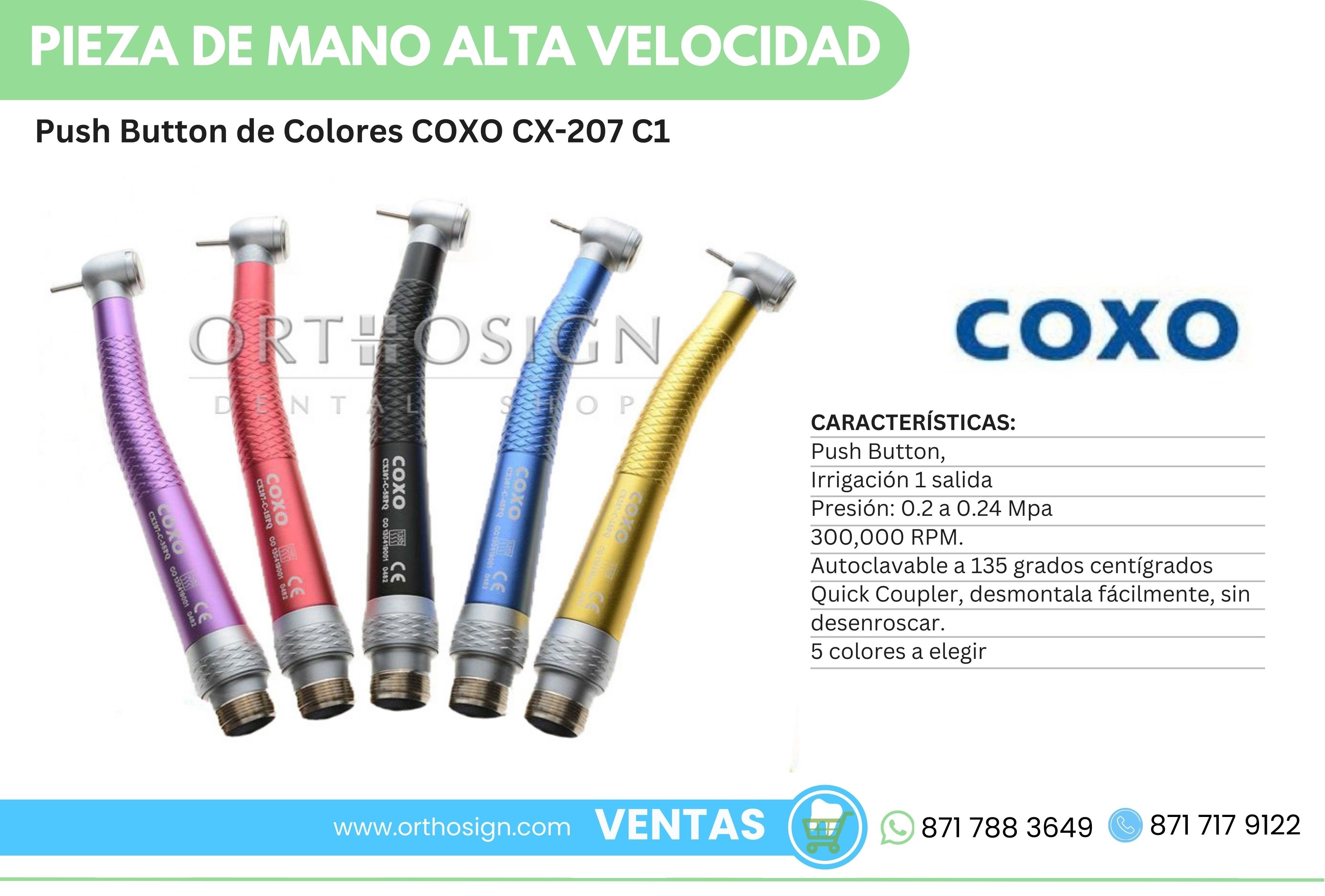 Pieza de Mano Alta Velocidad Push Button de Colores COXO CX-207 C1